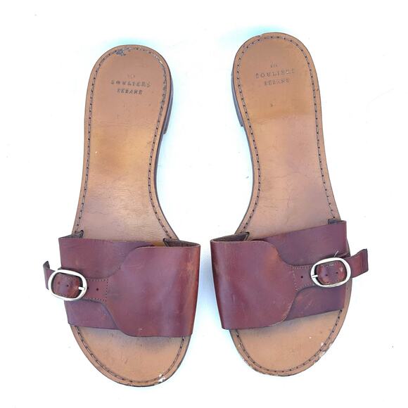 Sezane Heloise Low Mule Flats Leather Brown Sandals Natural Heritage 9 - Picture 6 of 11